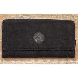 Kipling Black Wallet Organizer Pocket Book Snap Closure Multiple Compartments